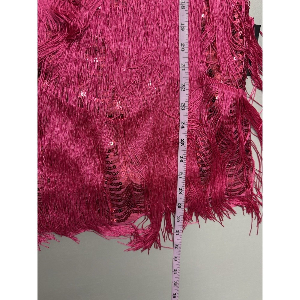 Lulus Hot Pink Sequin Fringe Dress Sz M NWT Bodycon Party Cocktail Mini - Picture 5 of 11